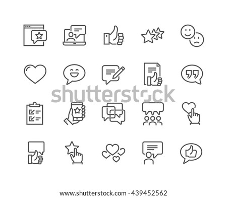 Simple Set of Testimonials Related Vector Line Icons. \
Contains such Icons as Customer Relationship Management, Feedback, Review, Emotion symbols and more.