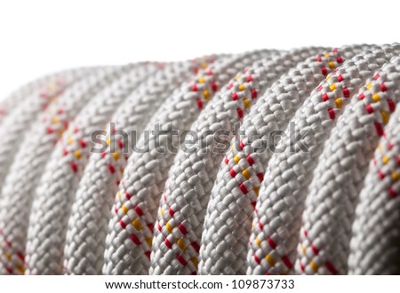 Hank of thick security rope isolated on white