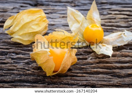 cape gooseberry on wooden background