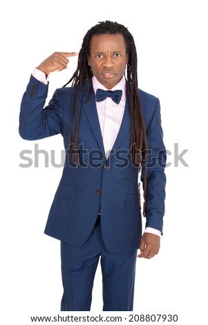 Handsome man with dreadlocks doing different expressions in different sets of clothes: you are crazy