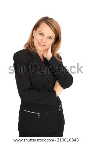 Beautiful businesswoman doing different expressions in different sets of clothes: arms crossed