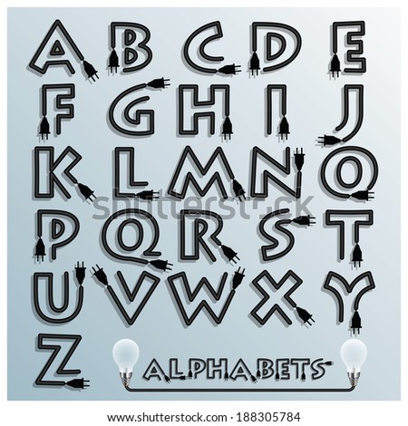 Electric Wire And Plug Alphabets Font Style Design Template Electric Wire And Plug Alphabets Font Style Design Template