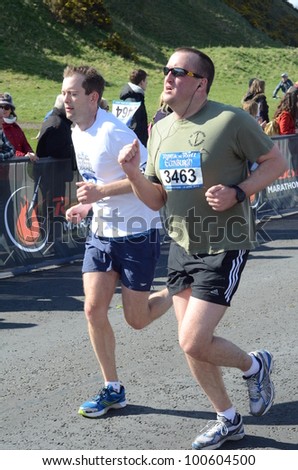 EDINBURGH - APRIL 15: runners participate in the inaugural Rock \'n\' Roll Half Marathon on April 15, 2012 in Edinburgh, Scotland.
