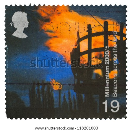 UNITED KINGDOM - CIRCA 2000: a stamp from the United Kingdom shows image of one the the Millennium Beacons, series, circa 2000