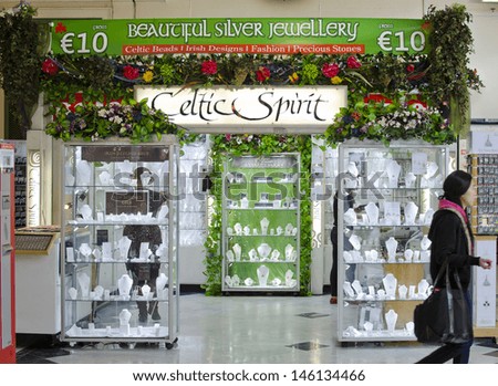DUBLIN, IRELAND - MAY 25: a Celtic Spirit Jewellery store on May 25, 2013 in Dublin, Ireland. The global jewellery market is expected to exceed $272bn in revenues by 2018 (source: JNA).