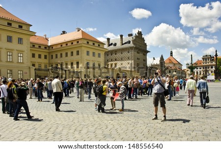 PRAGUE, CZECH REPUBLIC - JUNE 10: Prague Castle complex on June 10, 2013 in Prague, Czech Republic. Prague Castle is the most visited attraction in the city with 1.3 million visitors per annum.