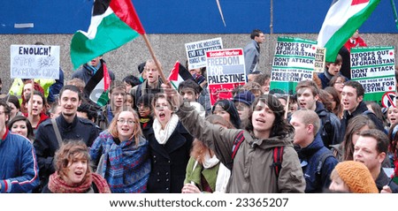 EDINBURGH - JANUARY 15: Students protest the Israeli siege of Gaza January 15th, 2009 at The University of Edinburgh in Edinburgh, Scotland.