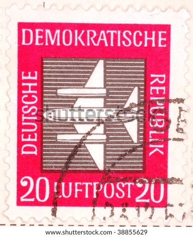 EAST GERMANY - CIRCA 1949: A stamp printed in East Germany shows an aeroplane, series, circa 1949
