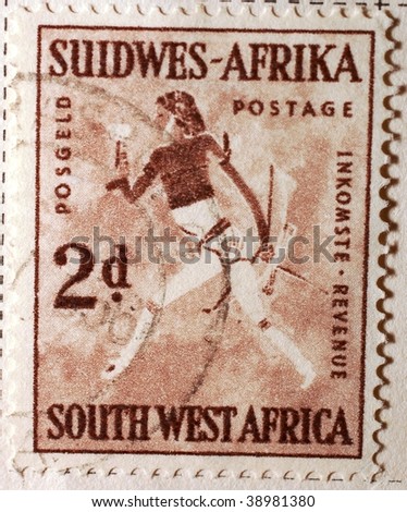 SOUTH-WEST AFRICA - CIRCA 1952: A stamp printed in South-West Africa shows image of a woman, series, circa 1952