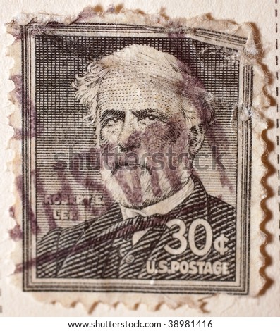 UNITED STATES OF AMERICA - CIRCA 1963: A stamp printed in the United States of America shows image of former United States Army officer Robert E. Lee series, circa 1963