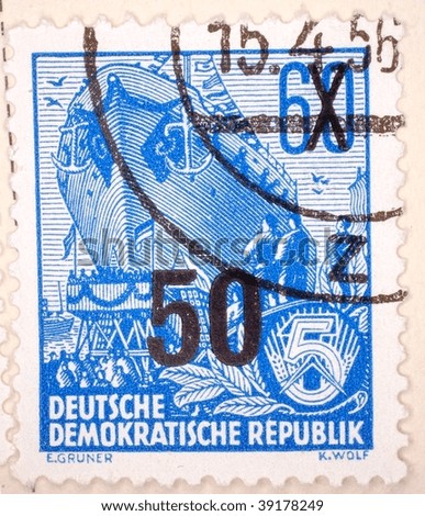 EAST GERMANY - CIRCA 1951: A stamp printed in East Germany shows image of a ship, series, circa 1951