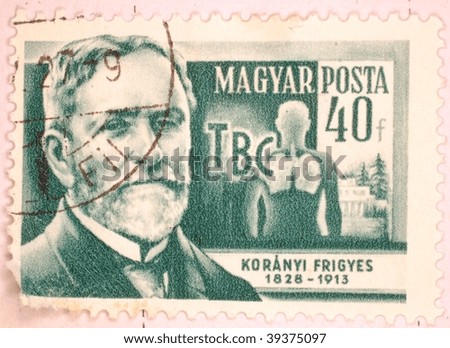 HUNGARY - CIRCA 1958: A stamp printed in Hungary shows image of Koranyi Frigyes, the physician and professor, series, circa 1958