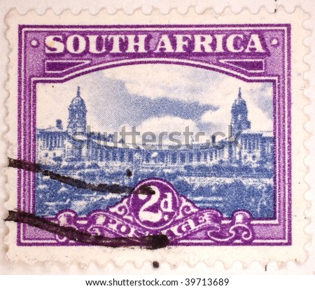 SOUTH AFRICA - CIRCA 1949: A stamp printed in South Africa shows image of the Union Buildings in Pretoria, series, circa 1949