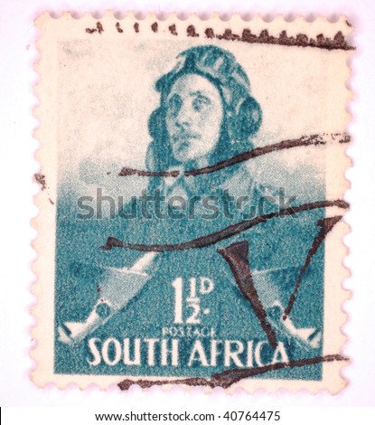 SOUTH AFRICA - CIRCA 1949: A stamp printed in South Africa shows image of a pilot, series, circa 1949