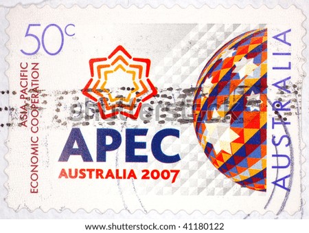 AUSTRALIA - 2007: A stamp printed in Australia shows image celebrating Asia-Pacific Economic Cooperation (APEC), series, 2007