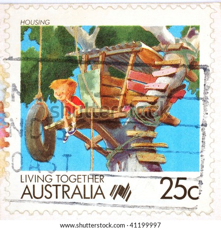 AUSTRALIA - CIRCA 1988: A stamp printed in Australia of the Living Together Australia series shows image celebrating housing, series, circa 1988