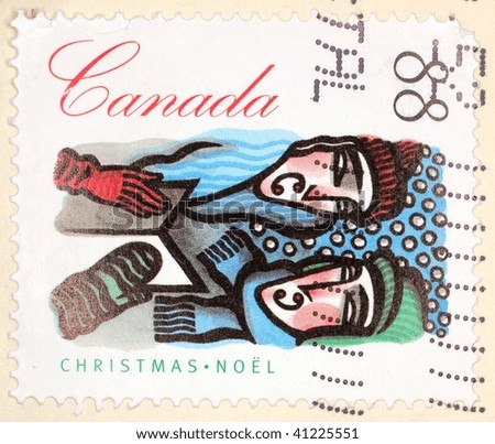 CANADA - CIRCA 1990: A stamp printed in Canada shows image of carol singers, series, circa 1990