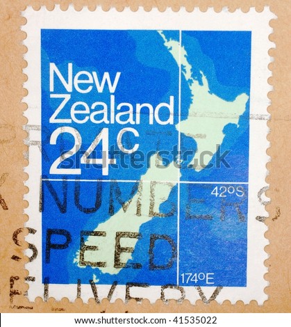 NEW ZEALAND - CIRCA 1973: A stamp printed in New Zealand shows a map of New Zealand, series, circa 1973