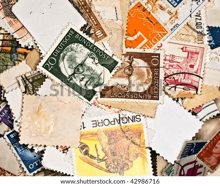 World stamps; communication/mail background theme