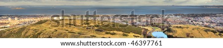 Looking north-east from Arthur\'s Seat, Edinburgh towards the North Sea
