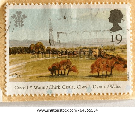 WALES - CIRCA 1994: A stamp printed in Wales shows image of Chirk Castle, circa 1994