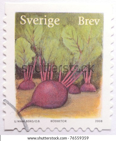 SWEDEN - CIRCA 2008: a stamp from Sweden shows image of beetroot, circa 2008