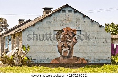 NAKURU, KENYA - JANUARY 24: a wall mural on January 24, 2014 in Nakuru, Kenya. Nakuru is the largest town in the Kenyan mid-west with 307,990 inhabitants
