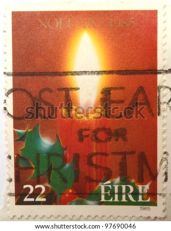 REPUBLIC OF IRELAND - CIRCA 1985: a stamp from Ireland shows image of a candle, circa 1985