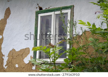 old window, old window in the wattle and daub house
