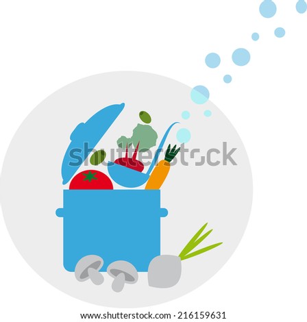 illustration of a cooking pot full of vegetables