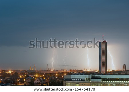 Lightning Flashes Across a Stormy Night Sky