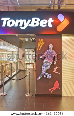 VILNIUS, LITHUANIA - OCTOBER: TONYBET on October 24, 2013 in Vilnius. TonyBet is the world\'s fastest growing online sports betting site with thousands of sporting events available to bet on every day.