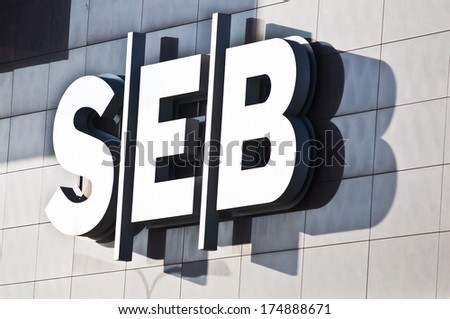 KLAIPEDA - FEBRUARY 4: SEB bank logo on February 4, 2014 in Klaipeda, Lithuania.