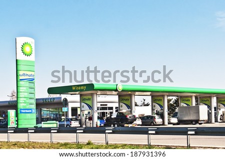 POLAND - APRIL 04: british petrol on April 04,2014 in Poland. British Petroleum is a British multinational oil and gas company headquartered in London, England.