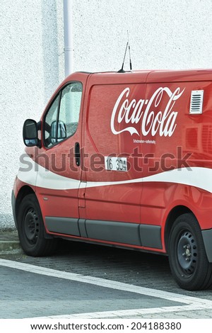 KRONBERG, GERMANY - JUNY 22: minibus Coca-Cola on street on Juny 22,2014 in Kronberg, Germany.