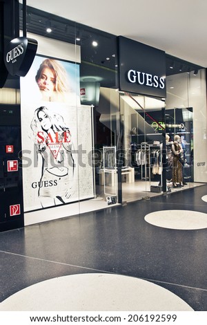 FRANKFURT,GERMANY-JUNE 29:GUESS store on June 29,2014 in Frankfurt, Germany.