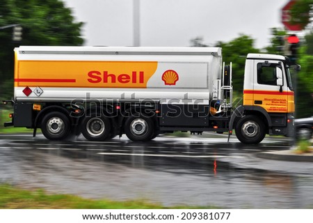 FRANKFURT,GERMANY-JULY 03:Shell Oil Truck on July 03, 2013 in Frankfurt,Germany.