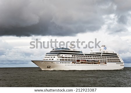 KLAIPEDA,LITHUANIA - AUGUST 24:Cruise liner NAUTICA in Baltic sea on August 24,2014,Klaipeda,Lithuania.