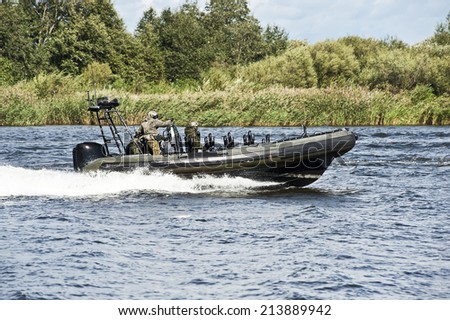 military boats patrolling