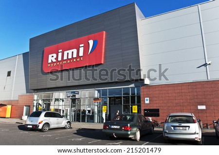 LITHUANIA-SEPTEMBER 04:Rimi Hypermarket shopping centre on September 04, 2014 in Lithuania. Rimi Baltic is a major retail operator in the Baltic states. Rimi Baltic operates 246 retail stores.