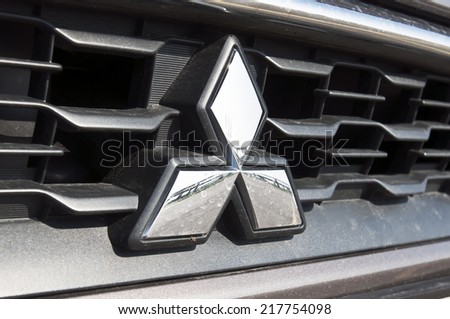 LITHUANIA-SEPTEMBER 14:MITSUBISHI MOTORS logo on September 14,2014 in Lithuania.Mitsubishi Motors was the sixth biggest Japanese automaker and the sixteenth biggest worldwide by production.