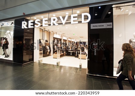 LITHUANIA - SEPT 24: RESERVED store on September 24, 2014 in Lithuania.RESERVED is a fashion brand for collection of women\'s and men\'s.