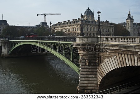 PARIS-NOV 21: view of the Seine with bridge on November 21,2014 in Paris.