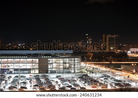 KLAIPEDA,LITHUANIA-DEC 26: sports arena at night basketball games after on December 26,2014 in Lithuania.