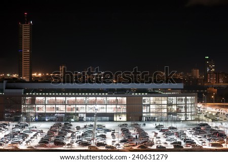KLAIPEDA,LITHUANIA-DEC 26: sports arena at night basketball games after on December 26,2014 in Lithuania.