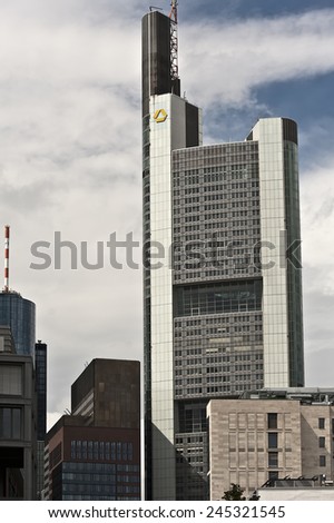 FRANKFURT,GERMANY-JUNE 28:view of the skyscrapers in Frankfurt on June 28,2014 in Frankfurt, Germany.