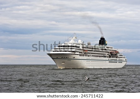 KLAIPEDA,LITHUANIA-JUNE 26 cruise liner AMADEA in the Baltic sea on June 26,2012 in Klaipeda,Lithuania.MS Amadea is a cruise ship owned by Amadea Shipping Company.