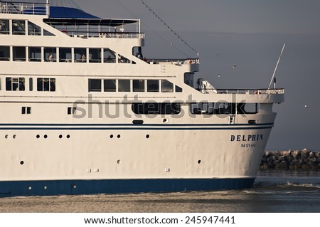 KLAIPEDA,LITHUANIA- JUNE 11:cruise liner in port on June 11,2012 in Klaipeda,Lithuania.