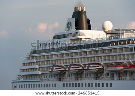LITHUANIA- MAY 30:cruise liner in the Baltic sea on May 30,2012 in Lithuania.Crystal Symphony is a cruise ship owned and operated by Crystal Cruises.