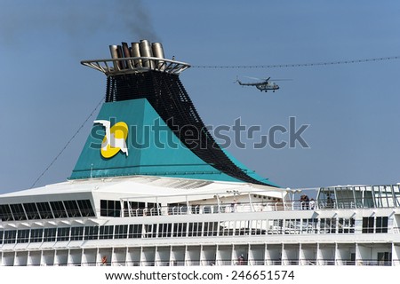 LITHUANIA- AUG 07:cruise liner on August 07,2013 in Lithuania.